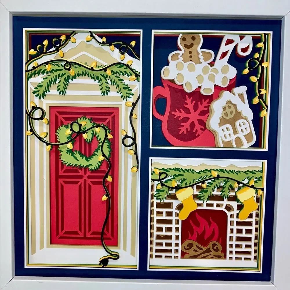 3D Christmas Door & Fireplace Shadowbox